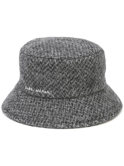 Isabel Marant Denji Logo-print Bucket Hat In Charcoal