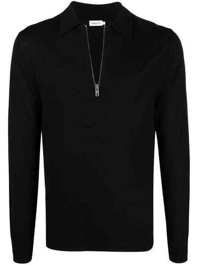 Filippa K Long-sleeve Polo Shirt In Black