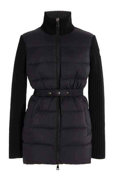 Moncler Women's Belted Down-detailed Wool Jacket In Black | ModeSens