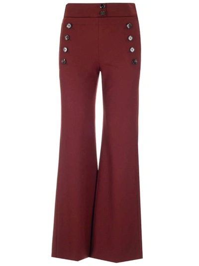 Chloé Wide Leg Tailored Trousers In Red