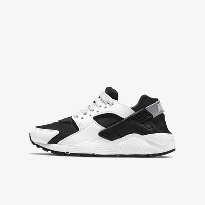 Nike Huarache Run Big Kids' Shoes In Black/white-black