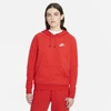 Nike Sportswear Essential Women's Fleece Pullover Hoodie In Red/white