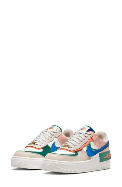 Nike Air Force 1 Shadow Women's Shoes In Sail/ Signal Blue/ Green Noise