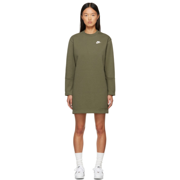 Nike Sportswear Tech Fleece Women's Long-sleeve Dress In Medium Olive/white  | ModeSens