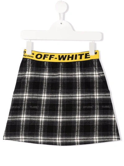 Off-white Girls Black Kids Check-print Cotton-blend Skirt 4-12 Years 12 Years