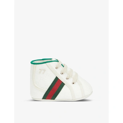Gucci Babies' New Tennis Logo-print Canvas Trainers 0-1 Year In White