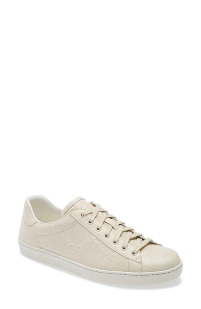 Gucci New Ace Logo Low Top Sneaker In Off White