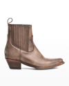 Frye Sacha Leather Western Chelsea Booties In Stone