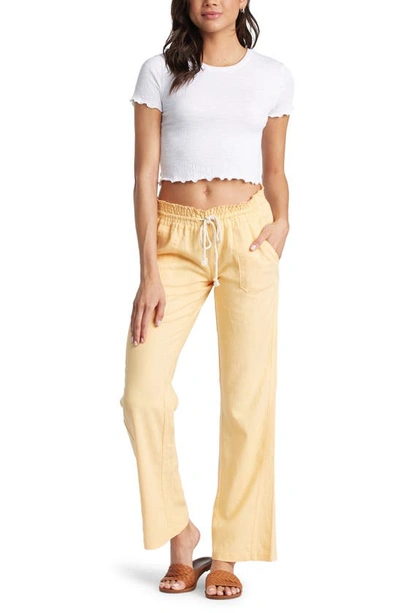 Roxy Oceanside Linen Blend Beach Pants In Sunburst