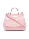 Dolce & Gabbana Sicily Patent Leather Shoulder Bag In Pink