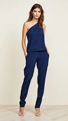 Ramy Brook Lulu Stretch-silk One-shoulder Jumpsuit In Navy