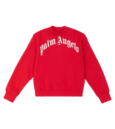 Palm Angels Boys Red Kids Logo-print Long-sleeve Stretch-cotton Sweatshirt 4-10 Years 8 Years