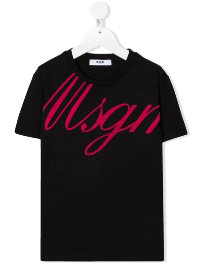Msgm Teen Script Logo-print T-shirt In Black