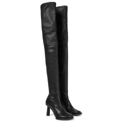 Jacquemus Carré Ronds Leather Over-the-knee Boots In Black