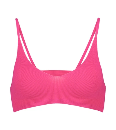 Jacquemus Le Bandeau Valensole Ribbed Bralette In Pink