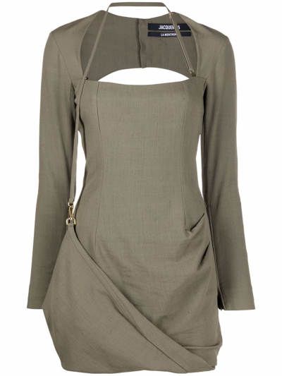 Jacquemus Khaki La Montagne 'la Robe Esca' Dress In Cammello