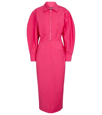Jacquemus La Robe Uzco Cotton-blend Poplin Midi Dress In Pink