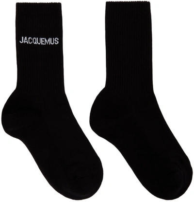 Jacquemus Les Chaussettes Logo-design Cotton-blend Socks In Black