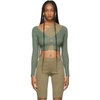 Jacquemus Pralù Cropped Embellished Ribbed-knit Cardigan In Green