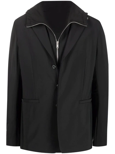 Givenchy Single-breasted Layered Blazer In Black
