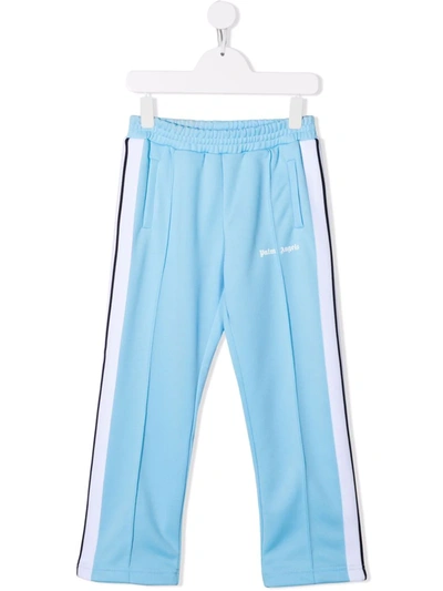 Palm Angels Kids Light Blue And White Classic Track Pant