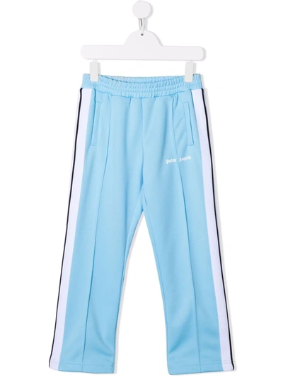 Palm Angels Kids Light Blue And White Classic Track Pant In Blue