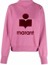 Isabel Marant Étoile Moby Mock Collar Jersey Logo Sweatshirt In Rosa