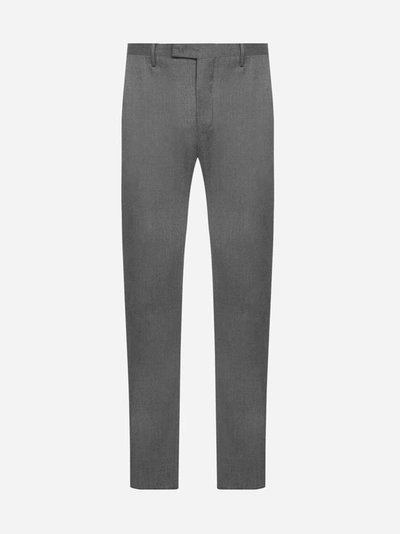 Pt01 Skinny Stretch Wool Trousers In Gray