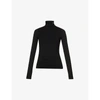 Raf Simons Womens Black Wht Embroidered Turtleneck Stretch-jersey Top Xs