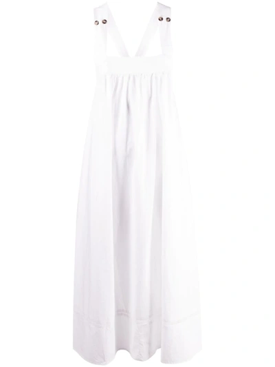Ciao Lucia Buttoned-strap Square-neck Dress In White