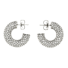 Amina Muaddi Cameron Hoop Mini White And Silver Crystal Earrings In Dark Silver & White Crystal