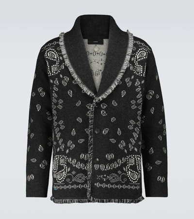 Alanui Bandana Jacquard-knit Cashmere Cardigan In Black