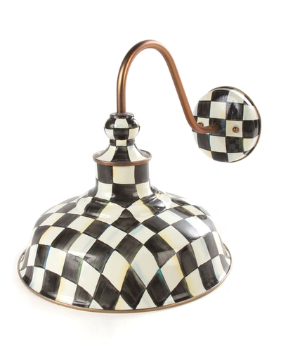 Mackenzie-childs Courtly Check 12" Barn Sconce In Black/white