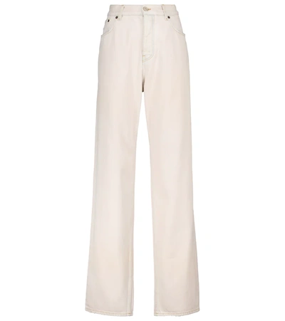 Balenciaga Beige Mid-rise Wide-leg Jeans In White