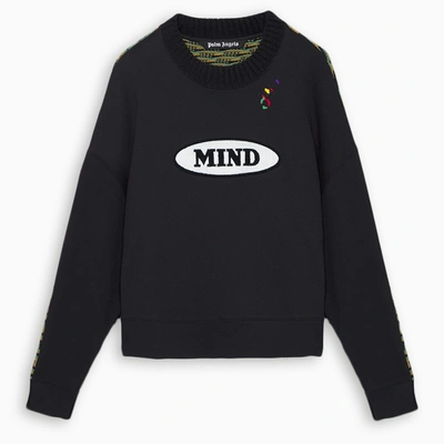 Palm Angels Black Knit-detail Mind Sweatshirt