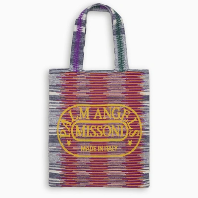 Palm Angels Multicolour Logo Knitted Tote Bag In Multicolor