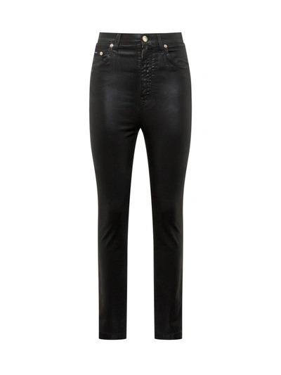 Dolce & Gabbana Logo Plaque Skinny Jeans In Black