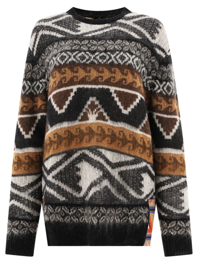 Etro Multicolor Brushed Jacquard Sweater In Multi-colored