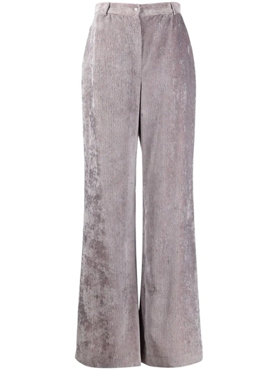 Alberta Ferretti Flared Velvet Greytrousers