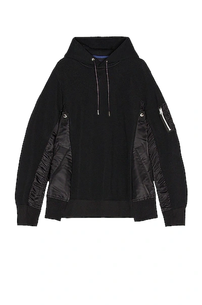 Sacai Sponge Sweat X Ma-1 Hoodie In Black