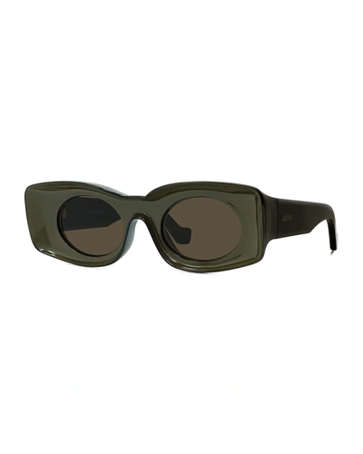 Loewe Two-tone Acetate Inset Oval Sunglasses In Brown