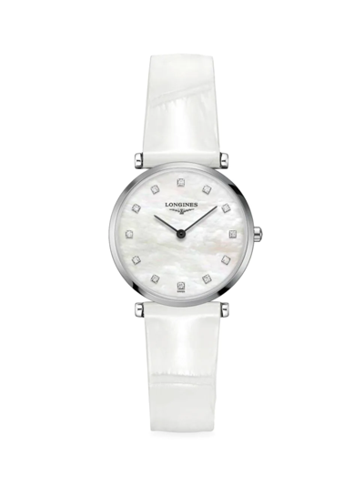 Longines Women La Grande Classique 29mm Diamond & Mother Of Pearl Watch In White