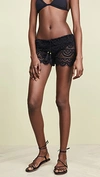 Pilyq Lexi Embroidered-lace Coverup Shorts In Black