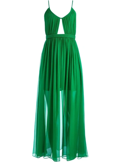 Alice And Olivia Tamar Cutout Slit Maxi Dress In Dark Emerald