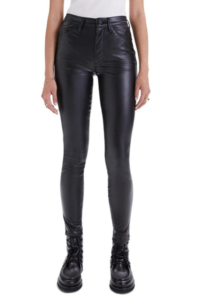 Mother The Super Swooner Jeans In Wax On Wax Off In Black