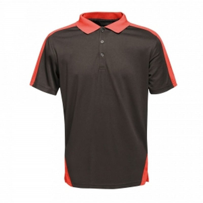 Regatta Mens Contrast Coolweave Polo Shirt- Black/classic Red