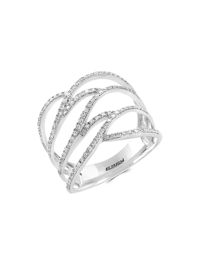 Effy Women's 14k White Gold And Diamond Cage Ring