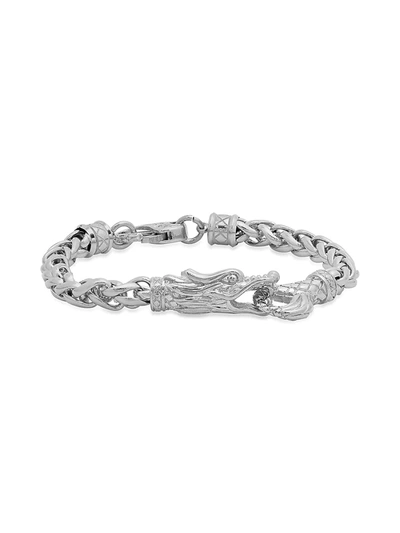 Anthony Jacobs Men's Stainless Steel Dragon Chain Bracelet In Silver