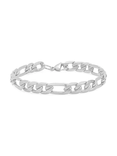 Anthony Jacobs Men's Stainless Steel Figaro Chain Bracelet In Silver