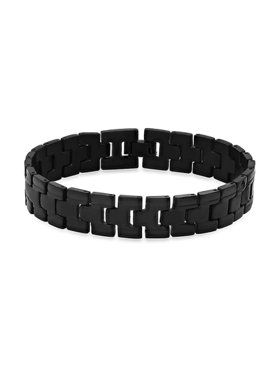 Anthony Jacobs Men's Black Ip Stainless Steel Link Bracelet